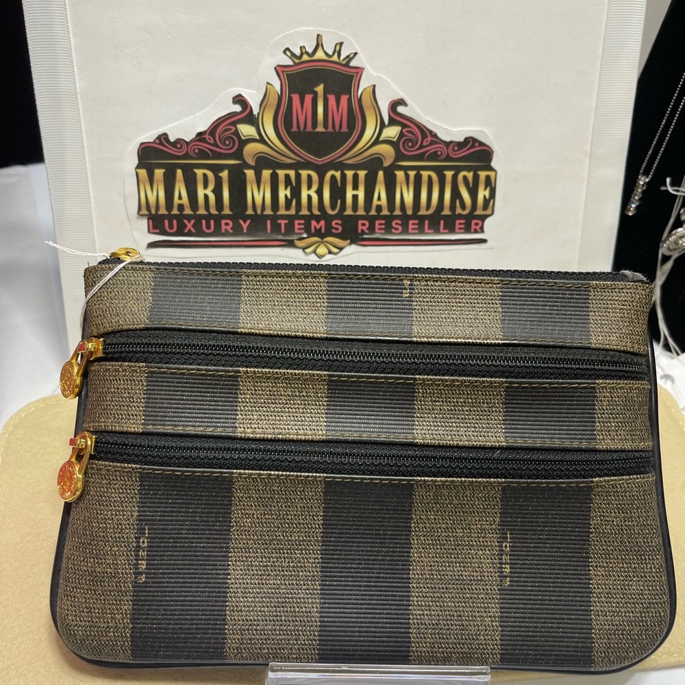 Fendi Flat Pouch Pequin design. Preloved. Pouch only.